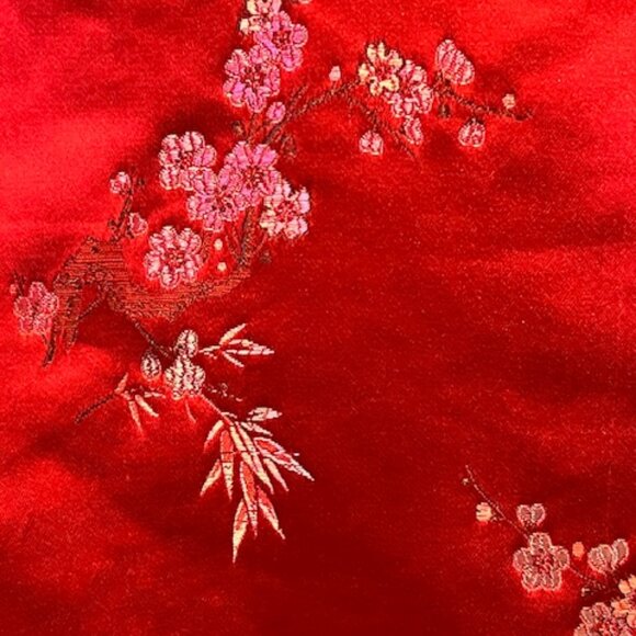 Red Traditional Chinese Women's Short Sleeve Blouse Mandarin Collar - Picture 5 of 6